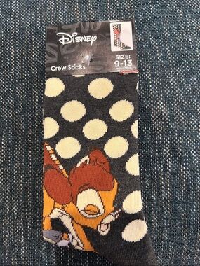 Disney Bambi Black & Cream Polka Dot Crew Socks